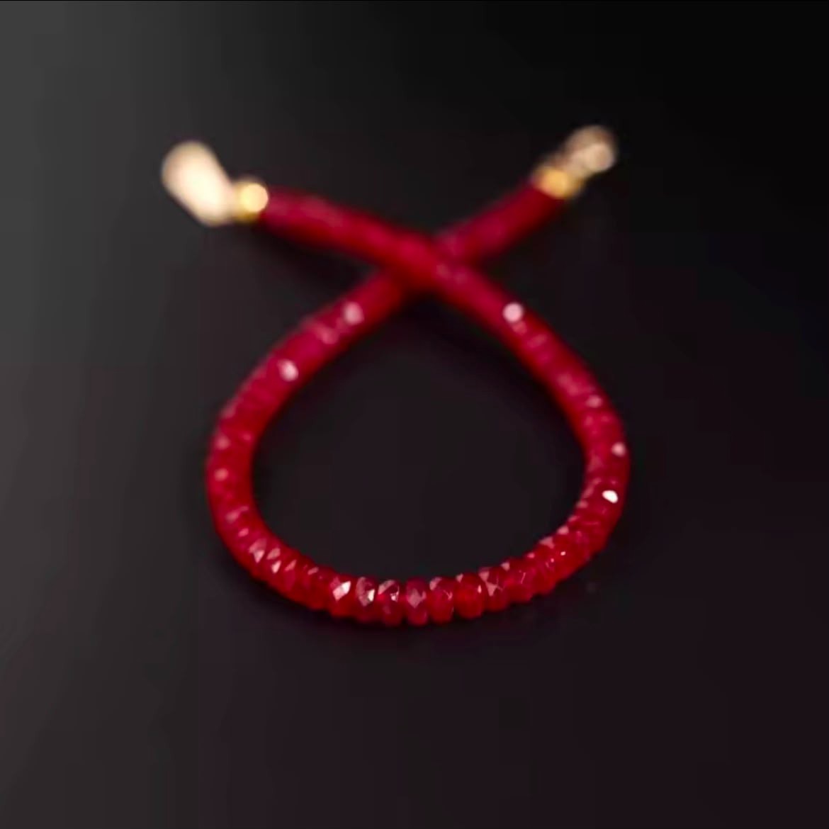 Natural Red Ruby 2x4mm Faceted Beaded Necklace Gold Clasp Gemstone Choker