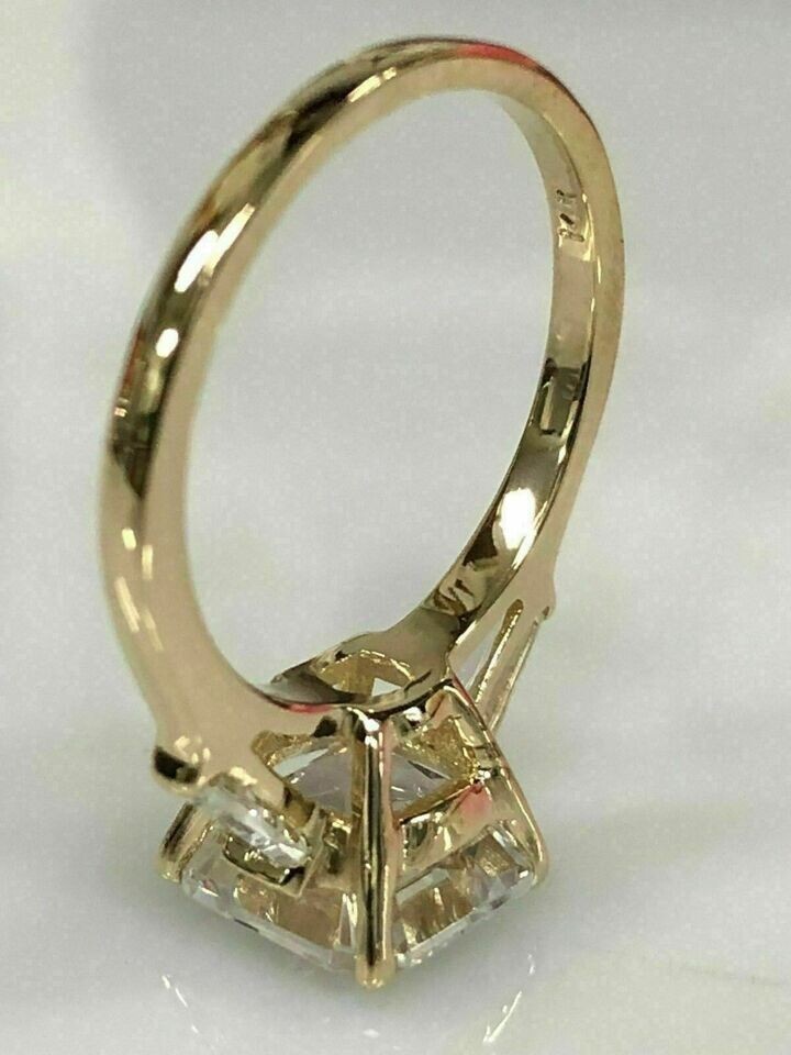3Ct Asscher Cut Lab-Created Diamond Solitaire Women’s Ring 14k Yellow Gold Over