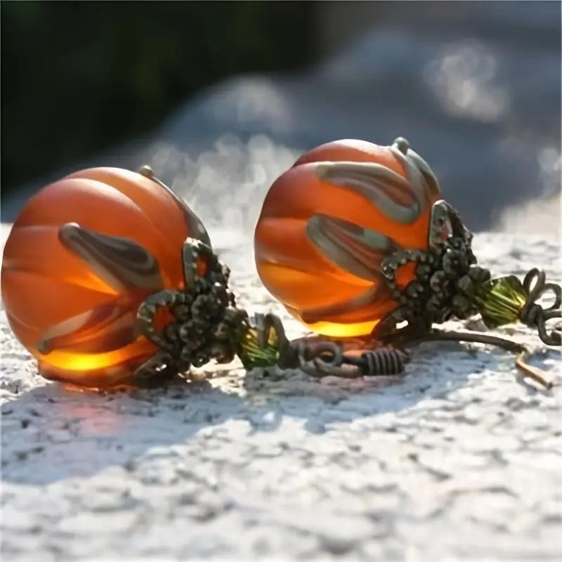 Halloween Pumpkin Dangle Earrings Vintage Holiday Party Women’s Festive Jewelry