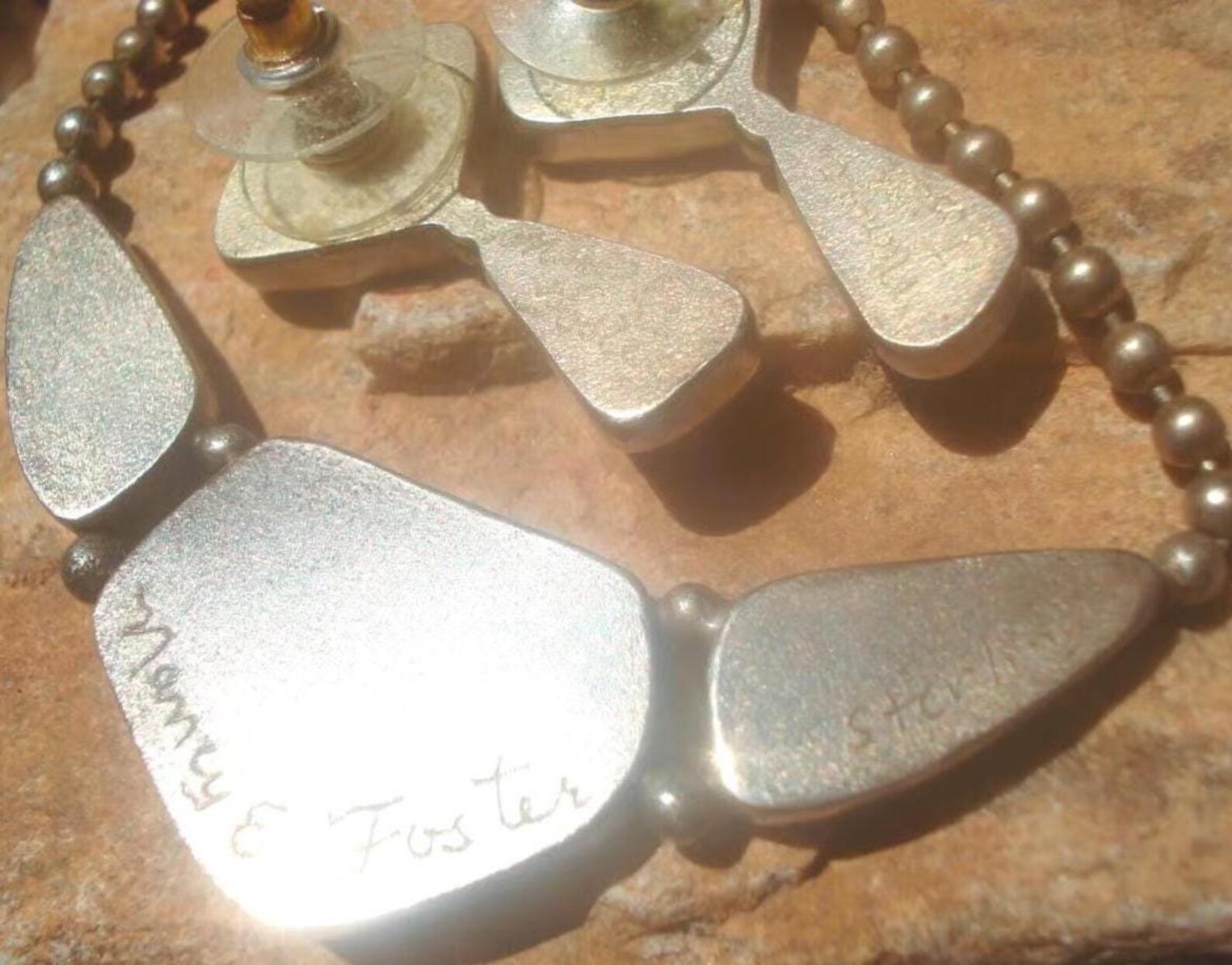 Minimalist, 3 Piece, Solid Sterling Set, Nancy E Foster, Hand Painted Clay, Set