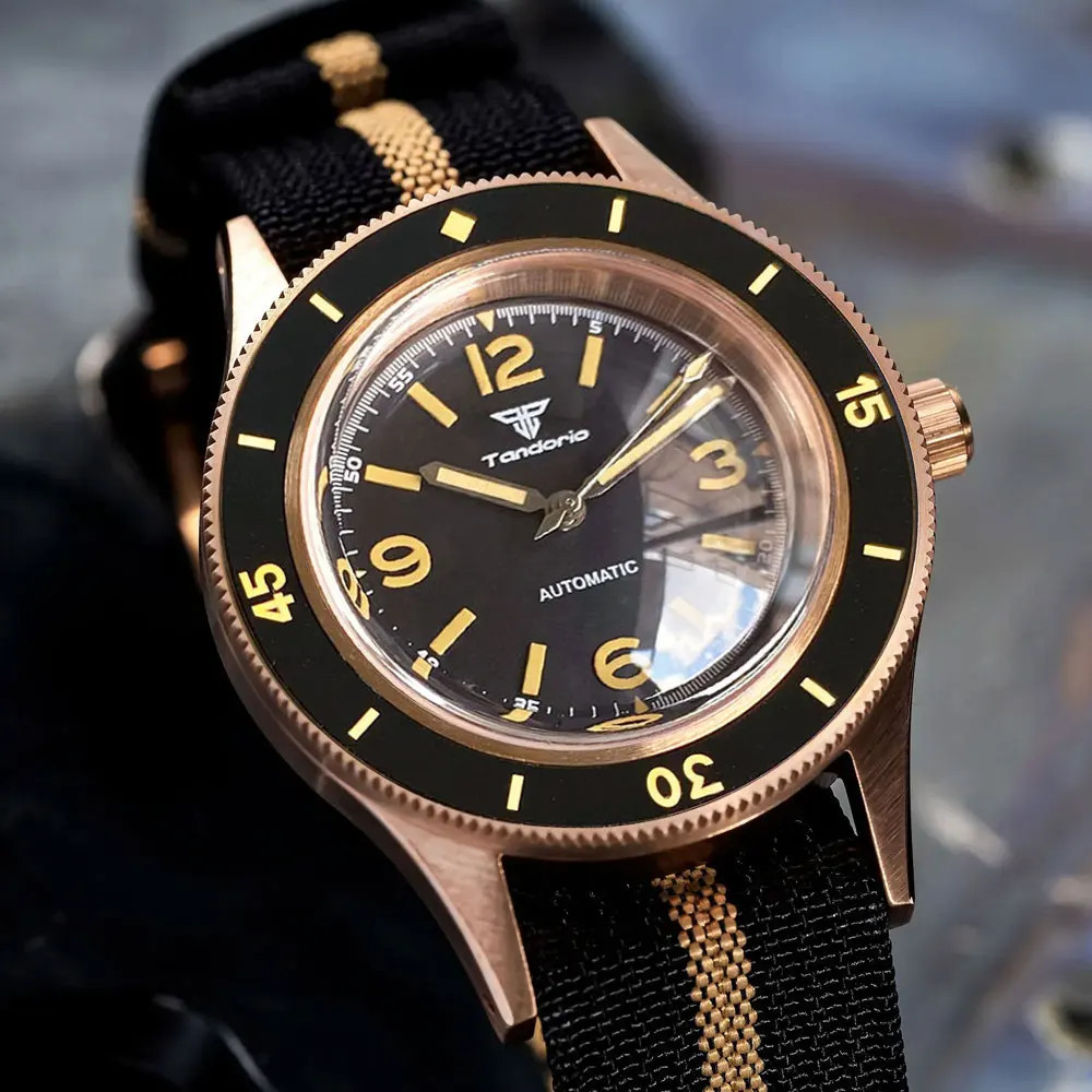 Tandorio 50 Fathoms Real CUSN8 Solid Bronze NH35A Auto Vintage Men Watch 20ATM