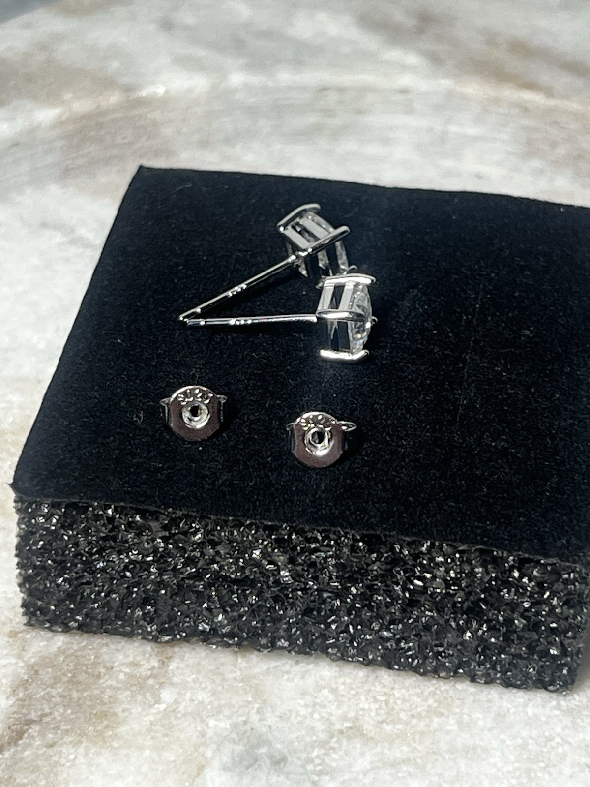 Princess Moissanite Stud Earrings 4.5mm VVS1 GRA cert Butterfly Back 1ct tw