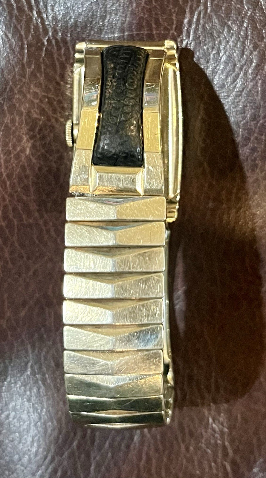 Hamilton Vintage Rectangular Gold-Tone Manual Watch Small Seconds Expansion