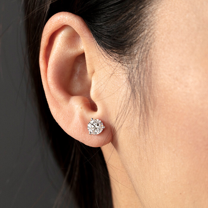 Real Moissanite Screwback Stud 3 Prong Martini Earrings 925 Silver HipHop 3-10mm