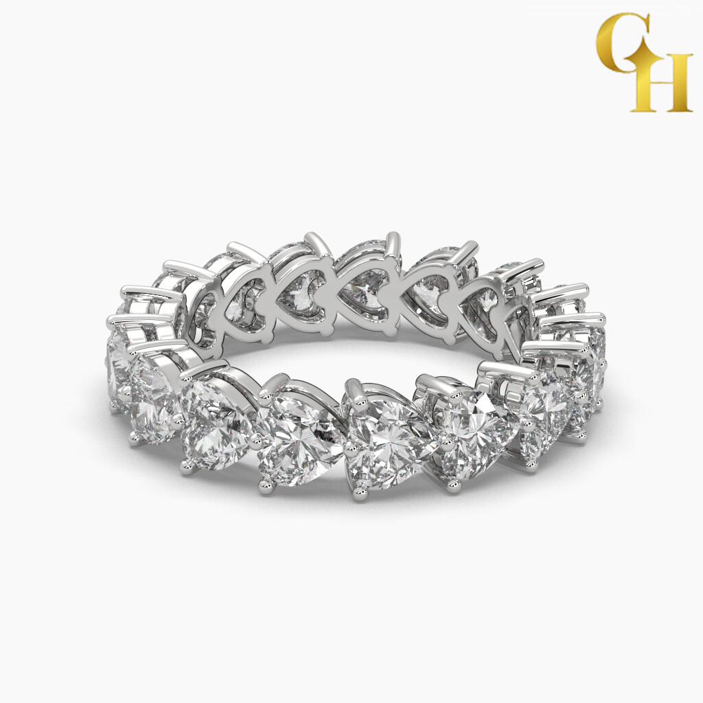 18k Heart Shaped Moissanite Eternity Ring | Ring for Women | Stackable