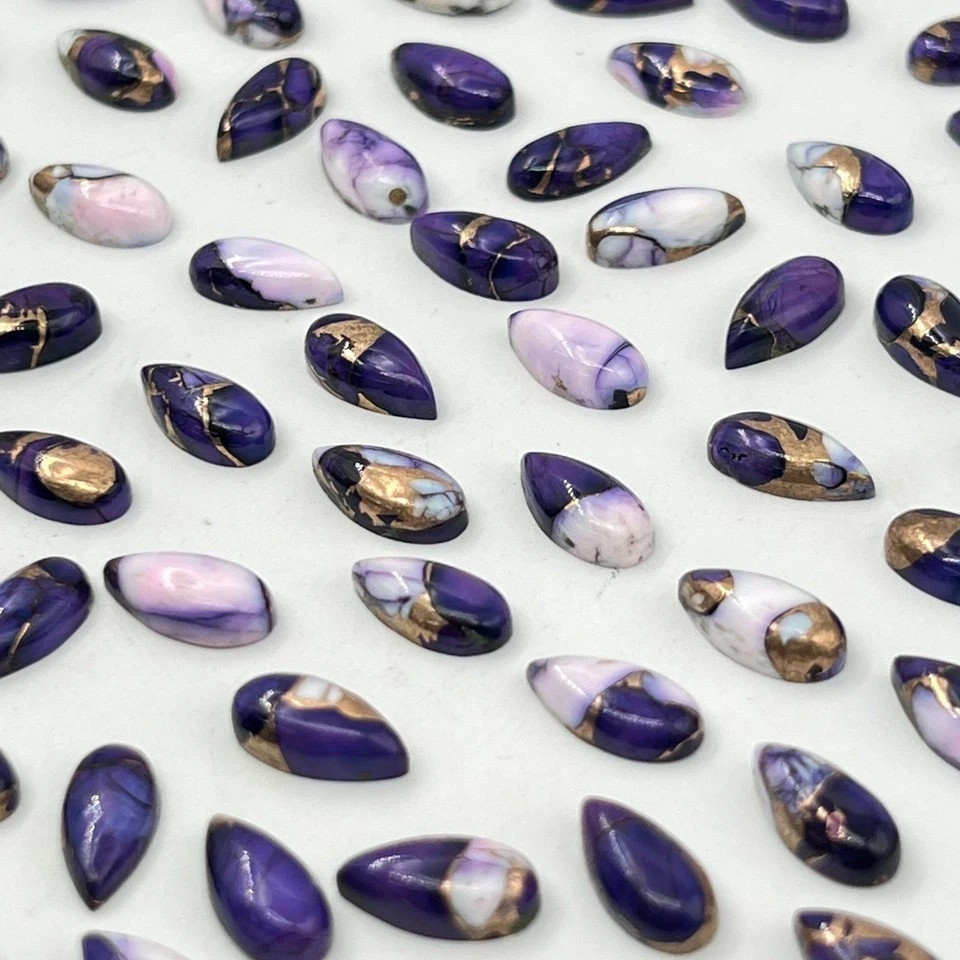AAA+ Purple Buffalo Turquoise Cabochon Long Pear Loose Gemstone Jewelry Making