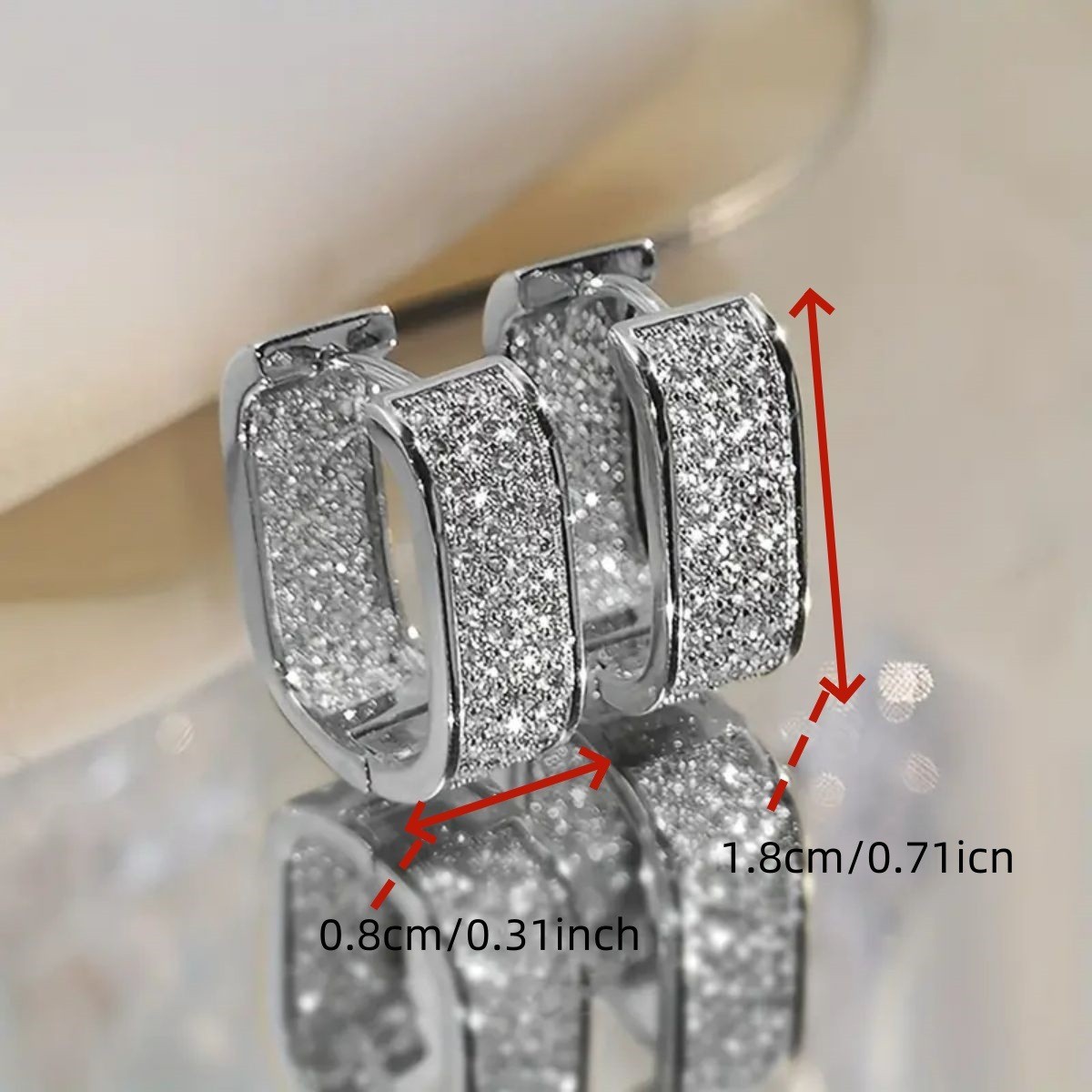 Women 925 Sterling Silver Plated U Micro Pave CZ Square Huggie Hoop Earrings A32