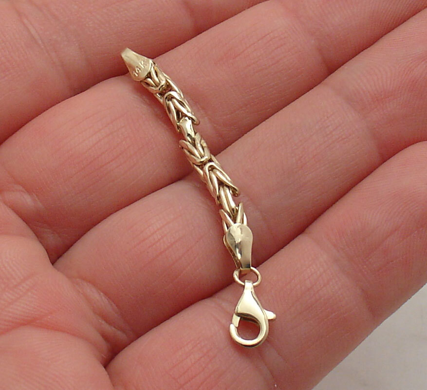 Round Byzantine Extender for Bracelet Chain Necklace Real 14K Yellow Gold