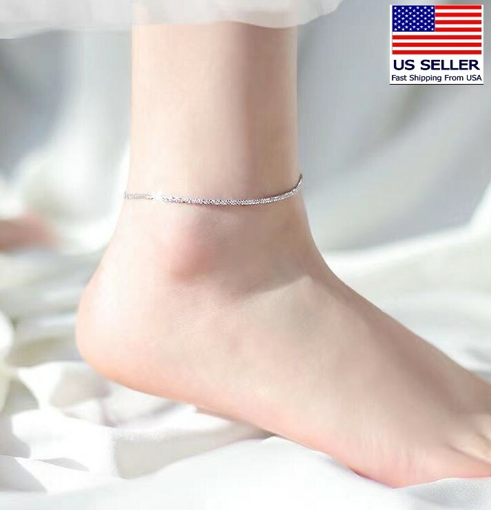 Women 925 Sterling Silver Anklet Bracelet Gypsophila Ins Ankle Chain 0871