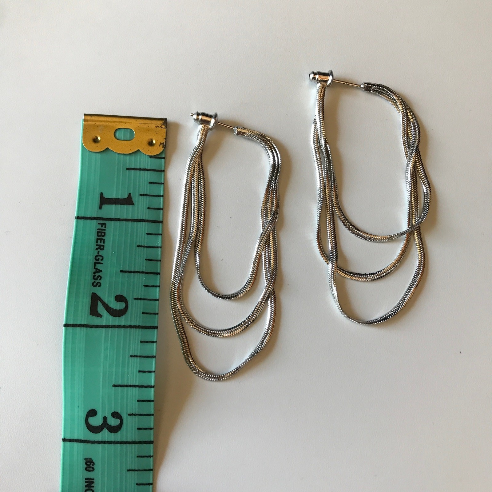 NEW S925 stamped herringbone/snake chain multi-strand “hoop” earrings