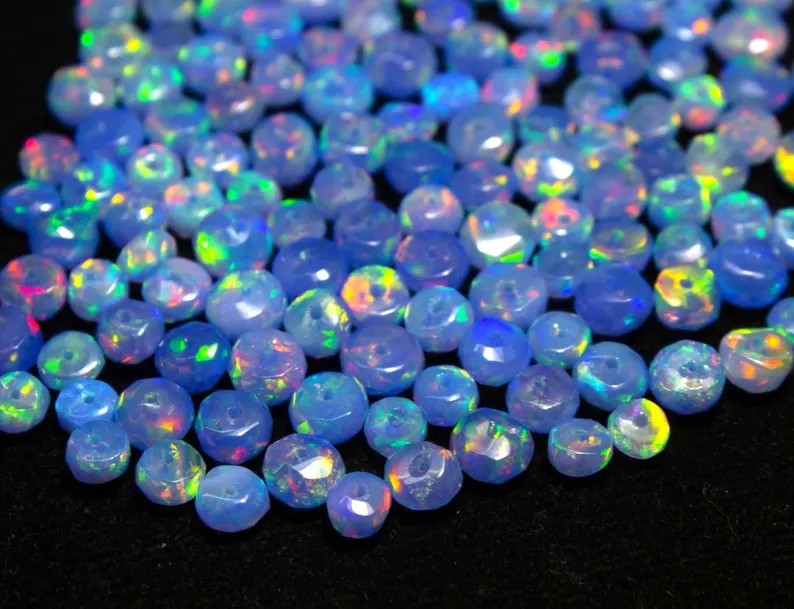 2-3mm Natural Welo Ethiopian Fire Opal Faceted Roundell Loose Beads Gemstone