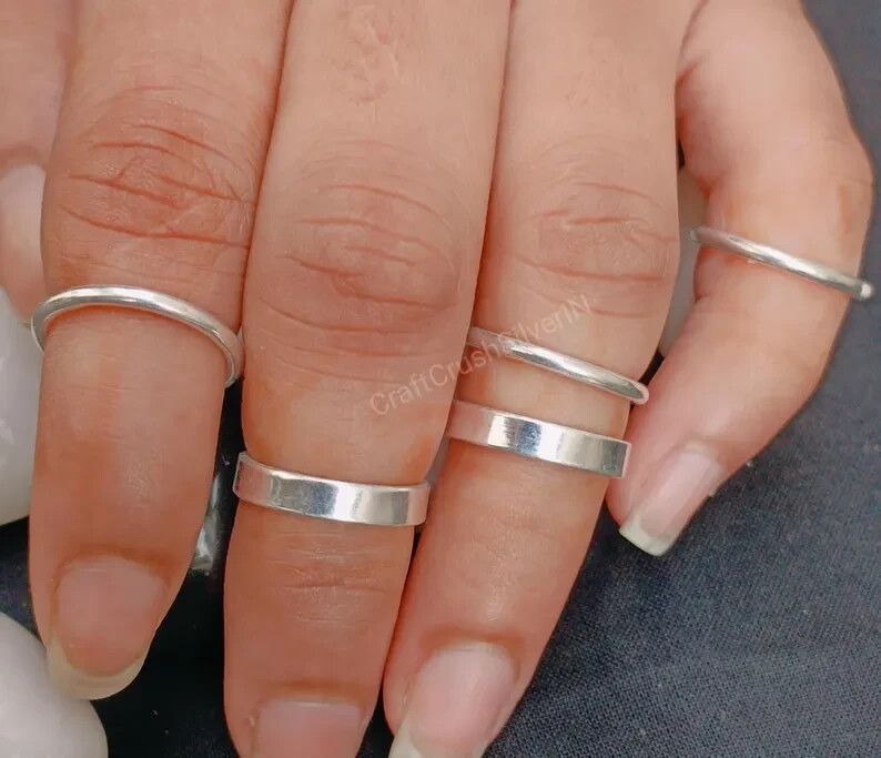 Set of 5 Sterling Silver Stacking Rings, Sterling Silver Stacking Ring All size