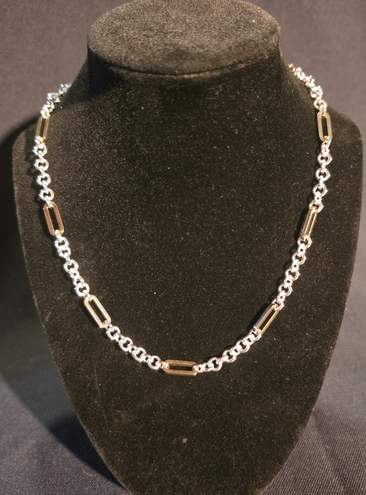 Lauren Ralph Lauren LRL Two Tone Paperclip Link Chain Necklace Silver Gold 17″