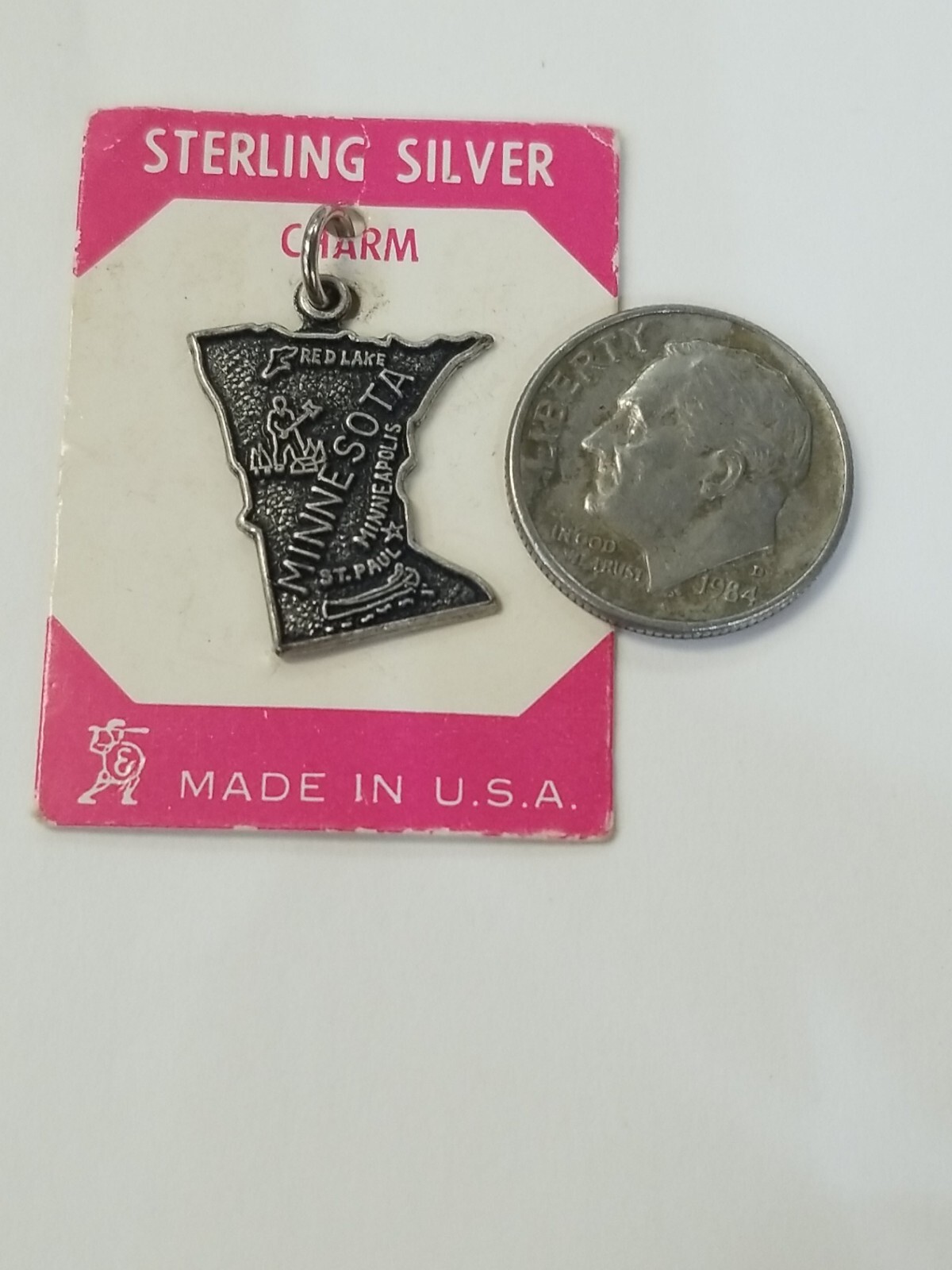Vintage Sterling Silver State Map Charm, SELECT From 16 different States NOS