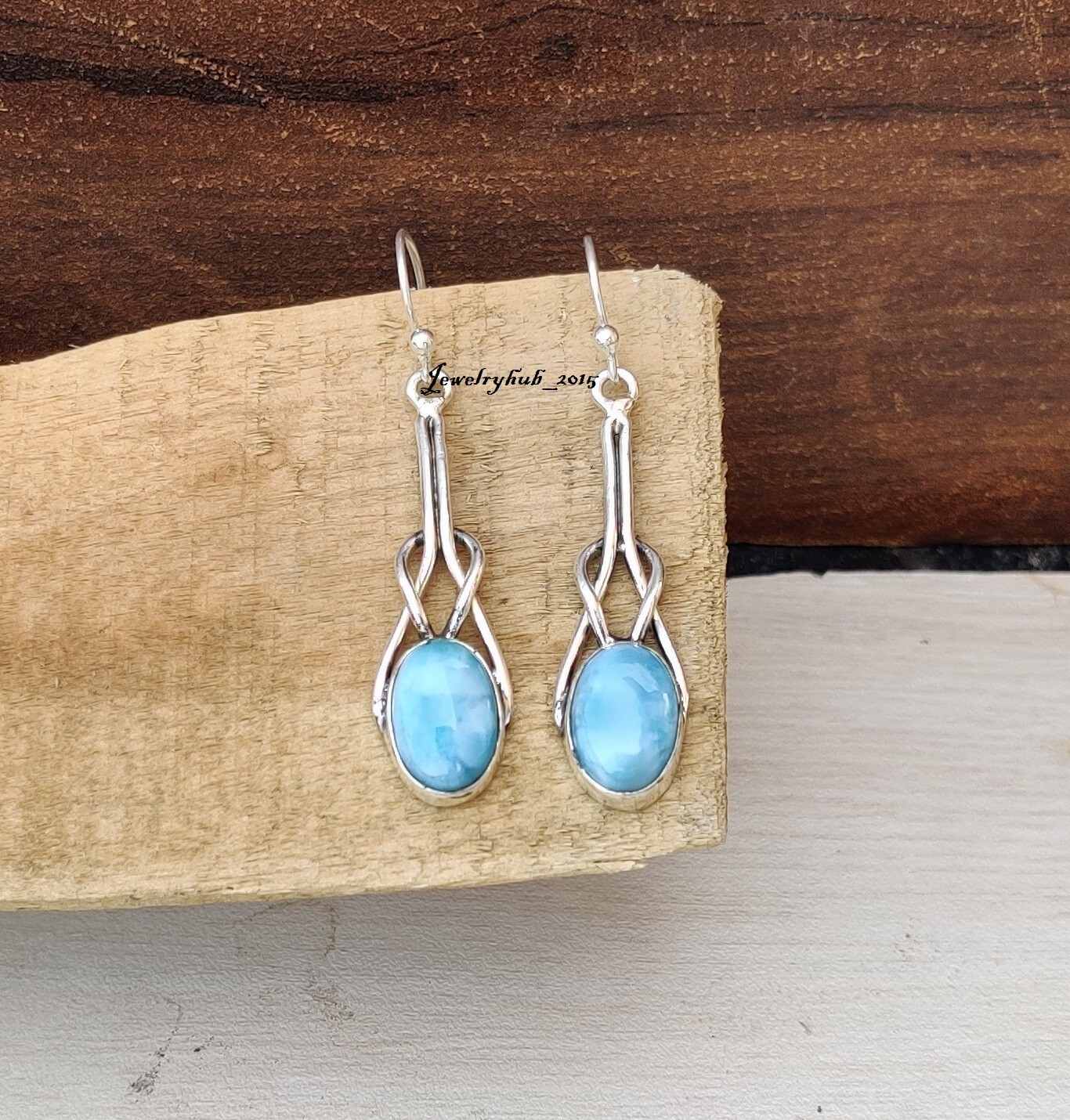Natural Larimar Gemstone Earring 925 Sterling Silver Amazing Gift Jewelry MO2180