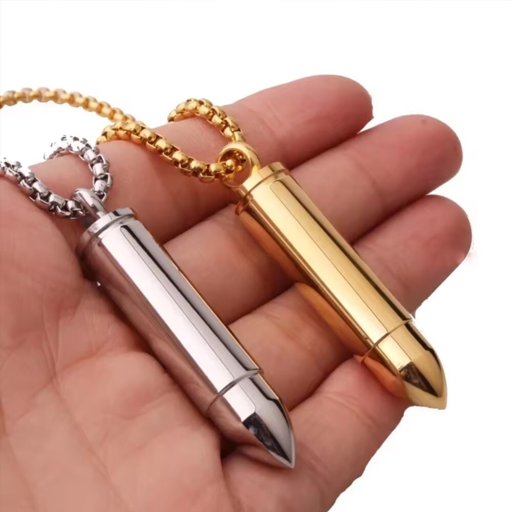 Men Women Bullet Pendant Stainless Steel Prayer Cremation Ashes Urn Necklace US