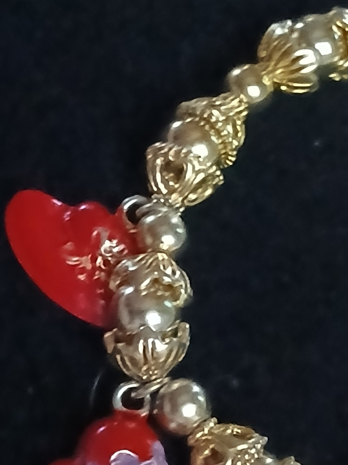 Vintage Red Hat Society Stretch Red and Silver Charm Bracelet Nice