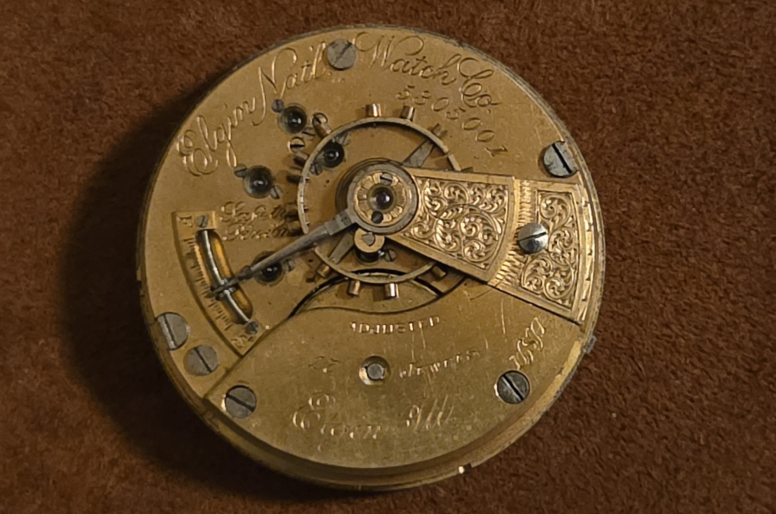 18s Elgin Pocket Watch Movement Model 5 Grade 147 1894 Not Running Deluxe Dial