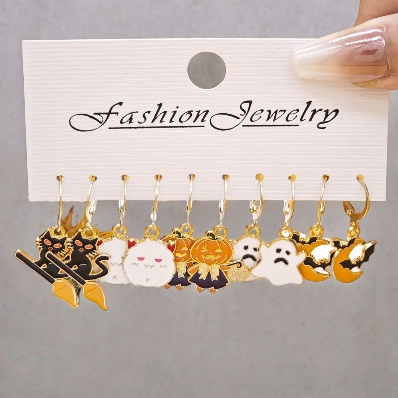 Halloween Earrings Set Ghost Pumpkin Devil Charms for Women