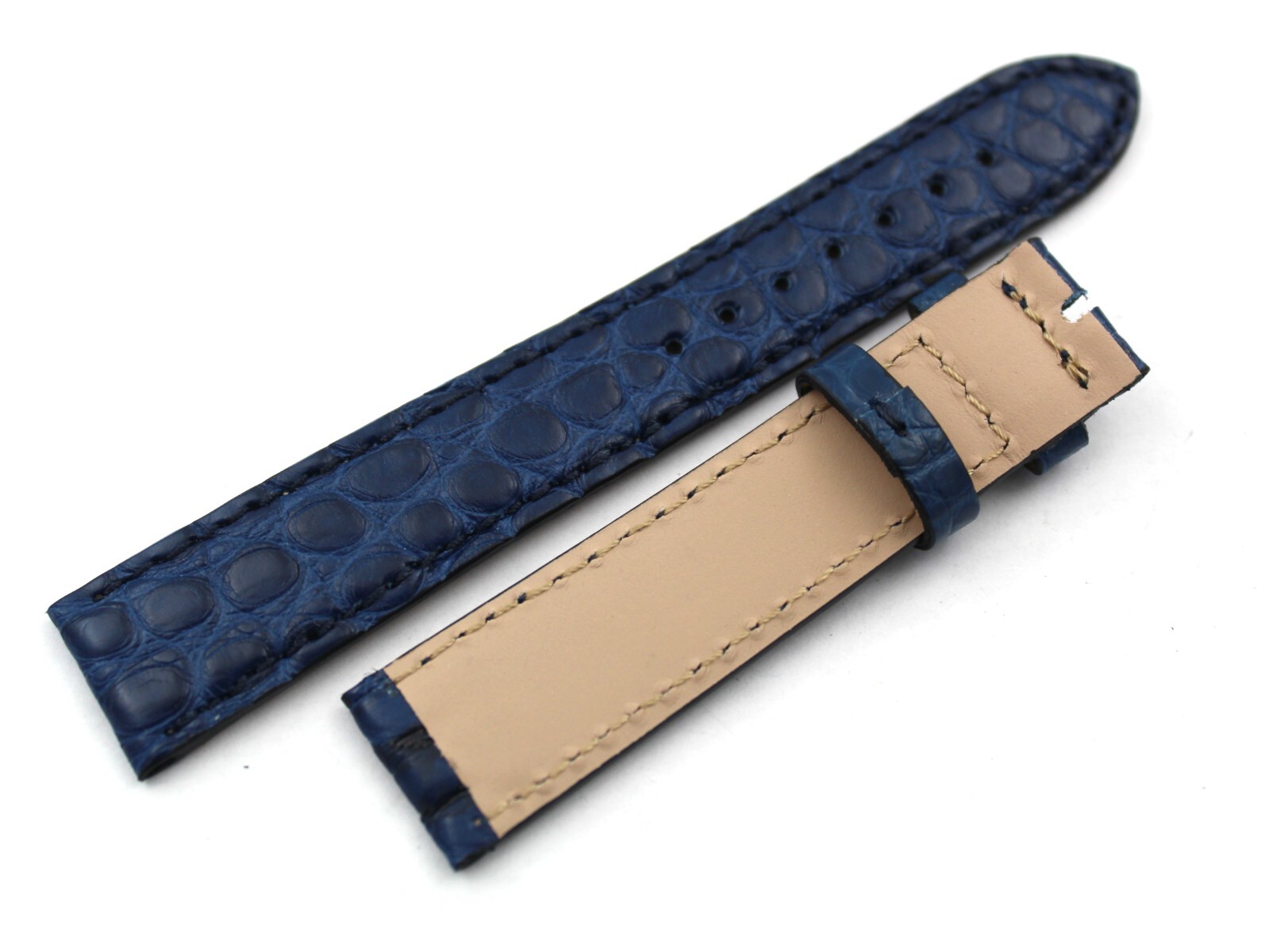 Genuine Leather Crocodile Pom Pom Blue Strap 18/16mm Leather Luxury Handcrafted New