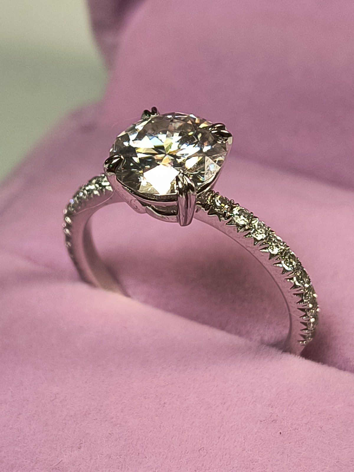 Cubic Zirconia Solitaire w/ C Accents 925 Silver Engagement Ring Size 8.75 3.0g