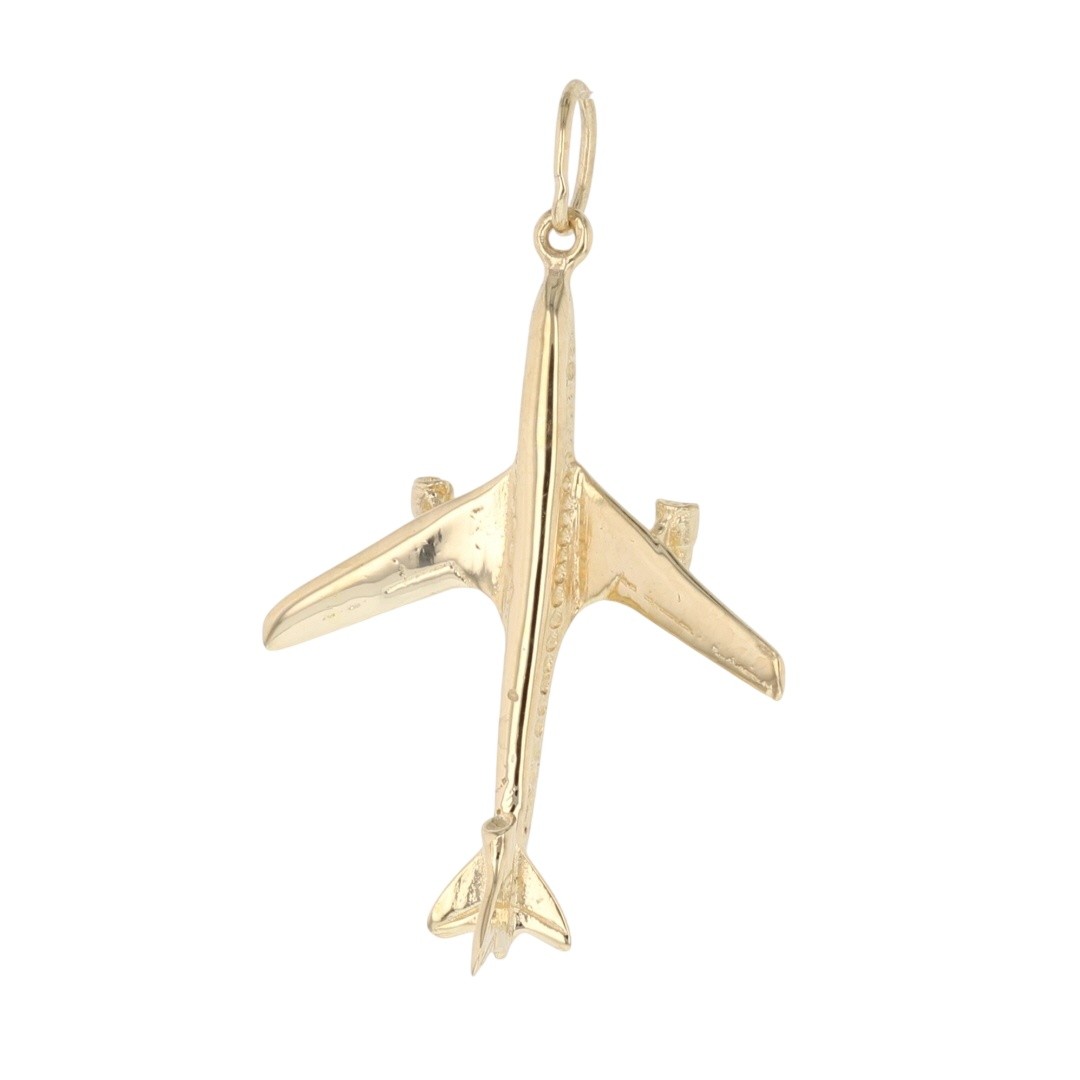 1.25″ Airplane Shaped Pendant without Chain 14k Yellow Gold 1.88 Grams