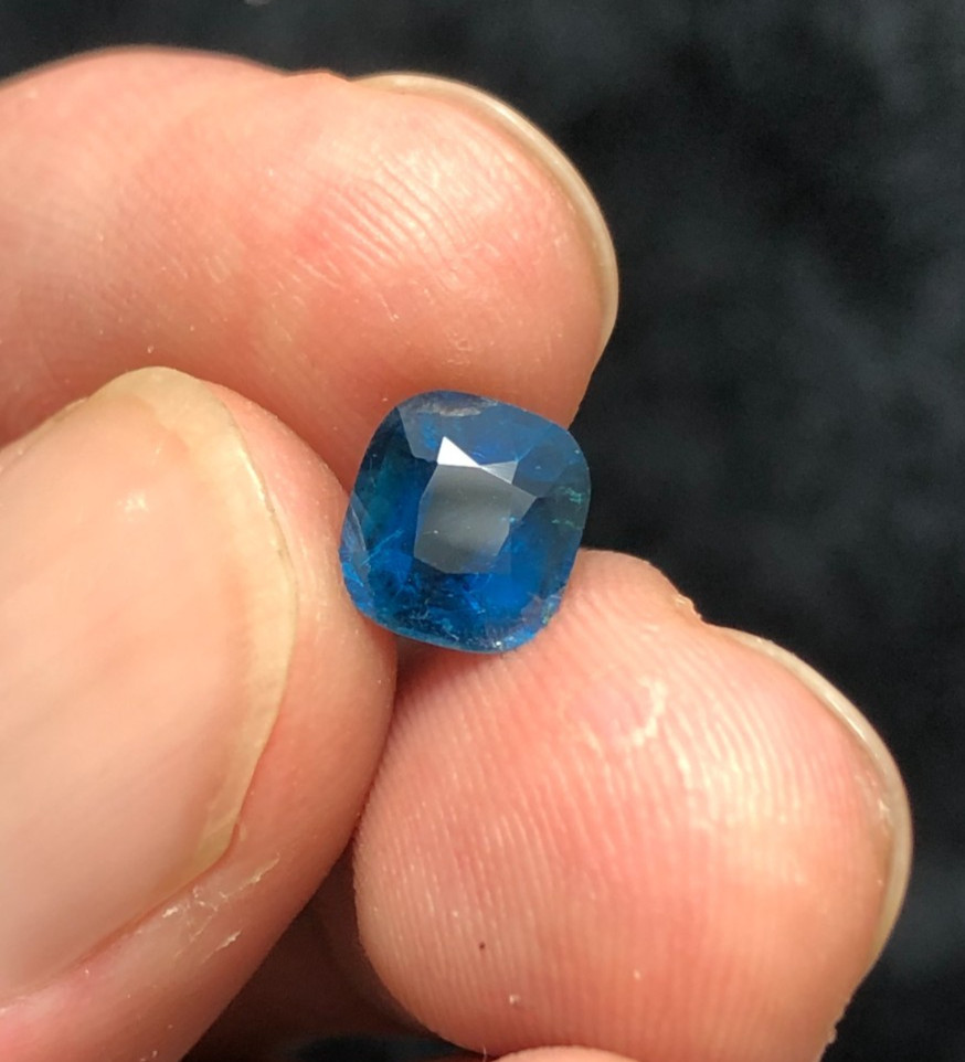 Natural Sky blue Tourmaline, Cushion Cut, Hand Faceted