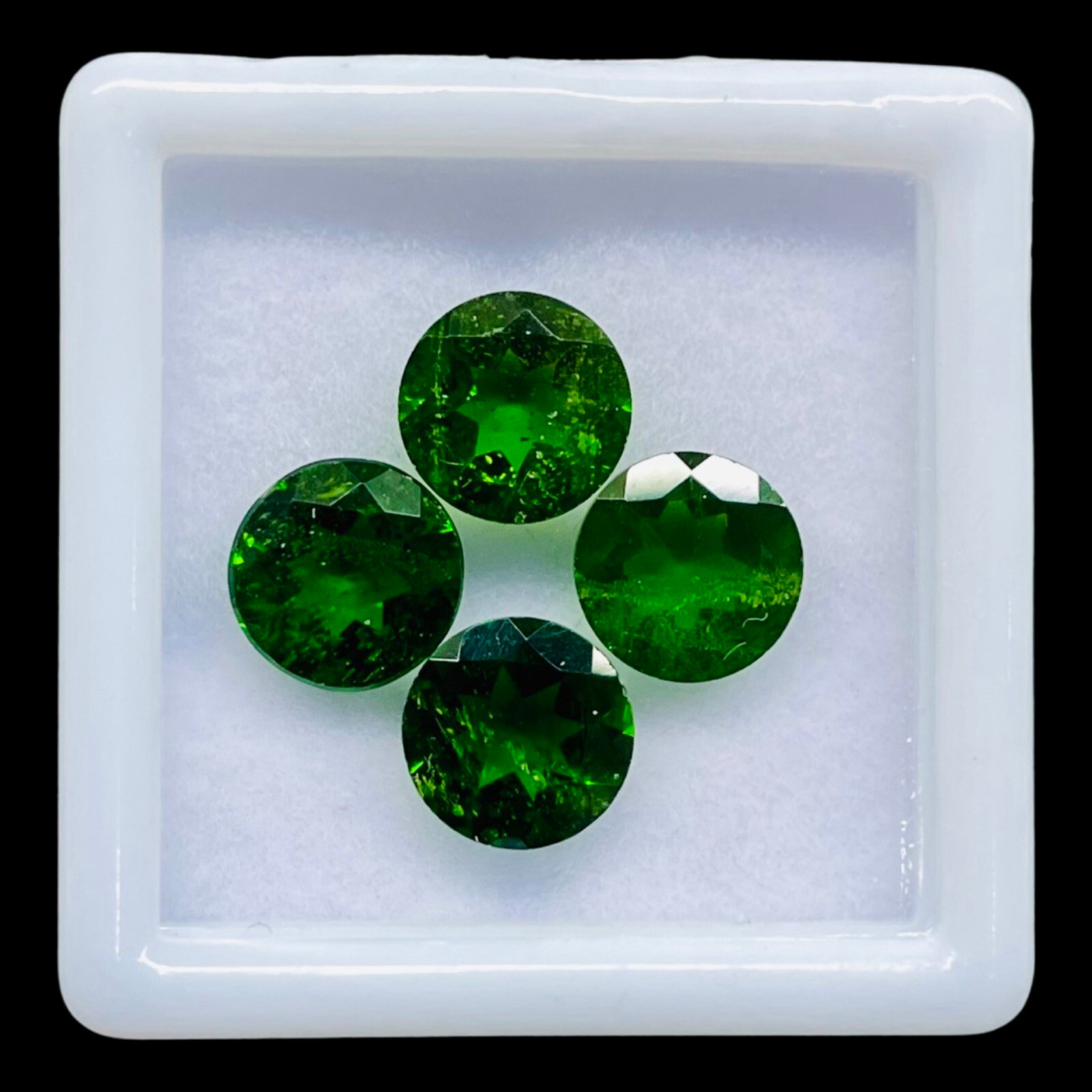 Natural Chrome Diopside 4 Pcs 7mm Round Cut Vivid Green Loose Gemstones Lot