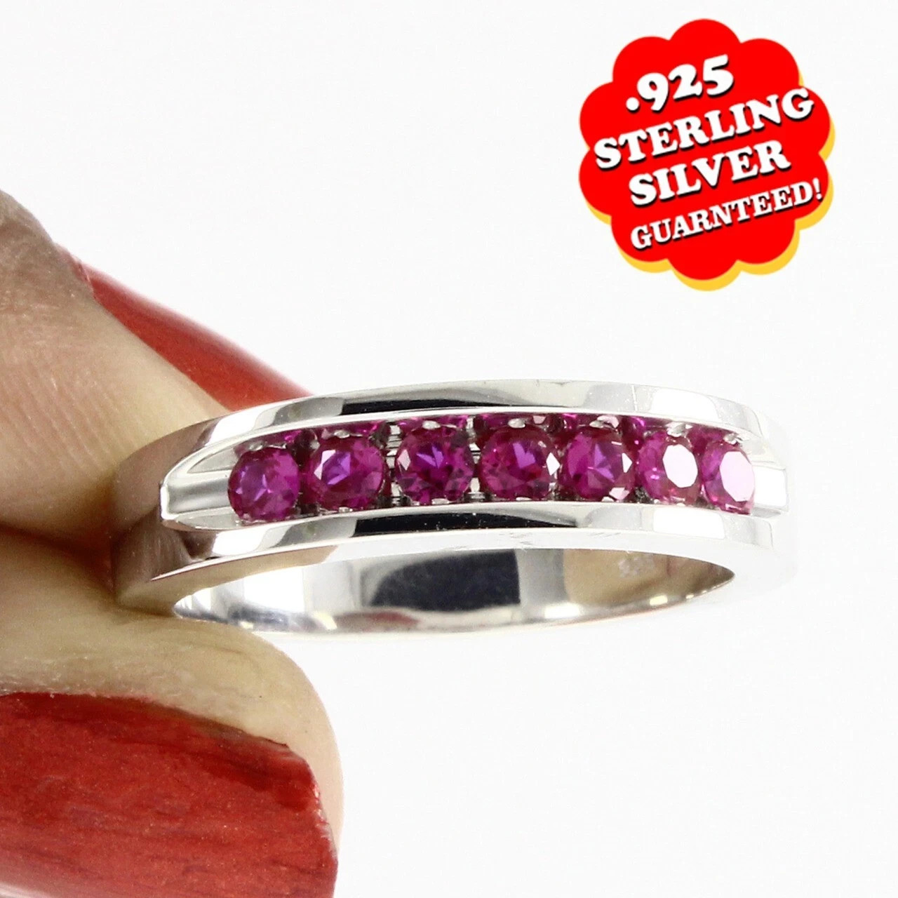 1.00 Ct Round Cut Natural Ruby Diamond Engagement Ring 14K Solid White Gold 6