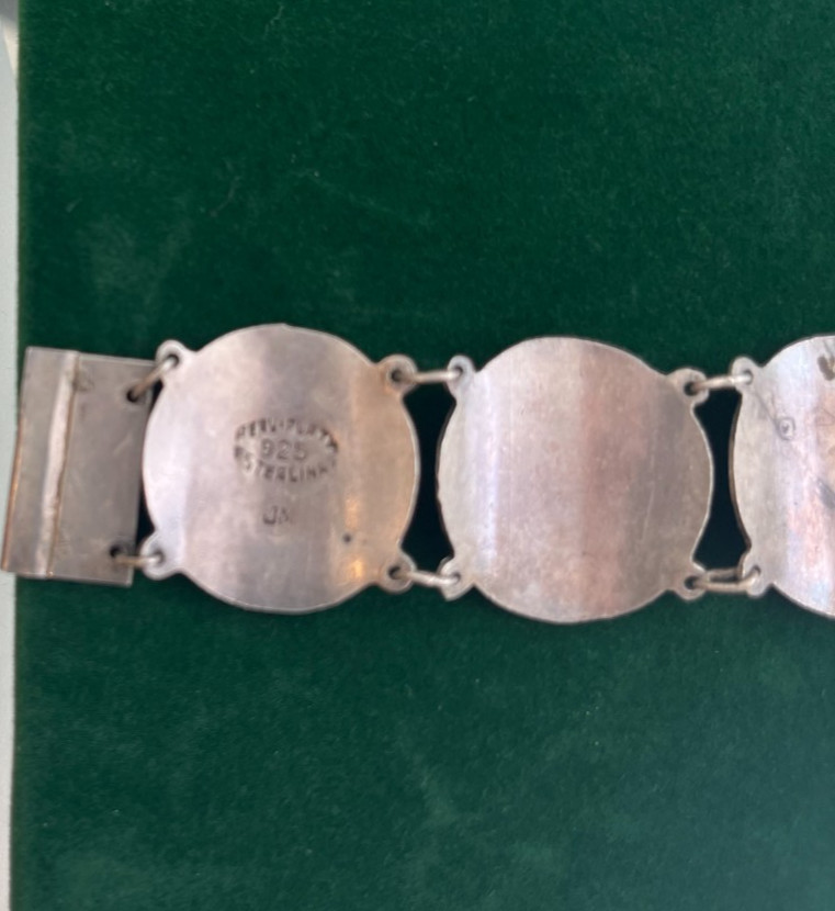 Vintage Signed Peruvian Sterling Silver 925 Bracelet Incan Aztec
