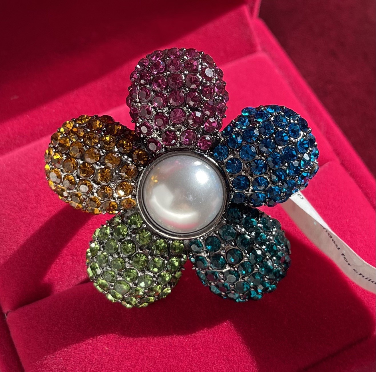 Kurt Geiger Multi-Color Rainbow Flower Ring Size 7 NWT