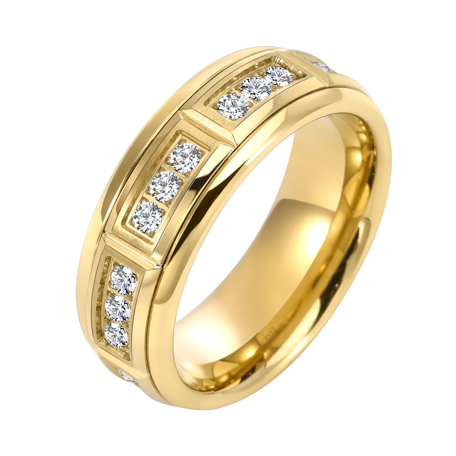 Tungsten Carbide Single Row Cz Design Ring 8MM w/ FREE Engraving size 8-14