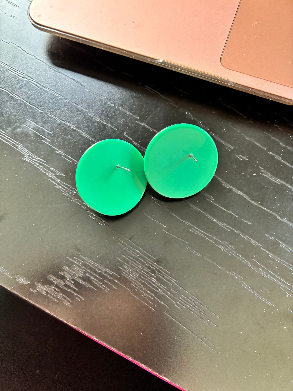GIANT 1960’S SIMULATED TURQUOISE, SIMULATED LAPIS ROUND POST EARRINGS