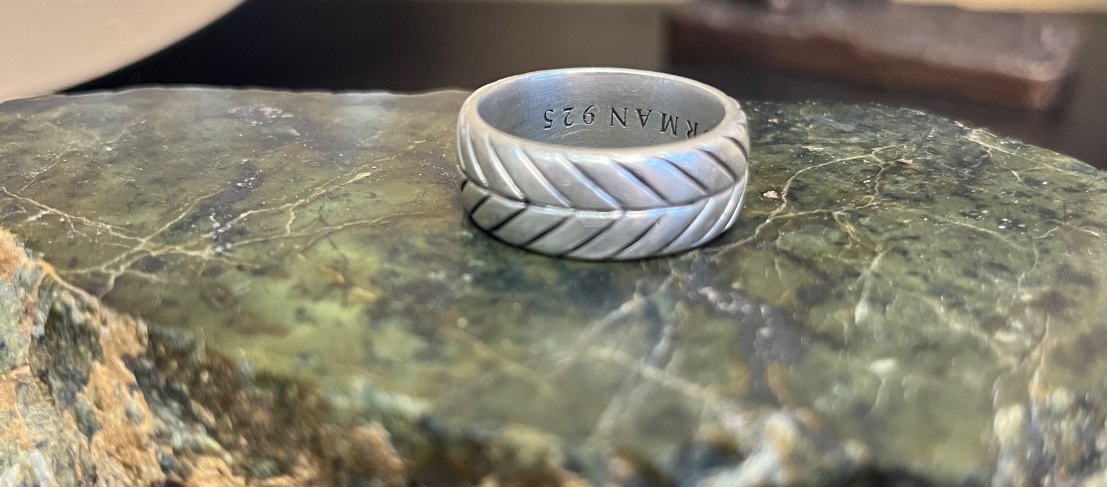 David Yurman Sterling Silver Chevron Band Ring Size 10.5 13.36g
