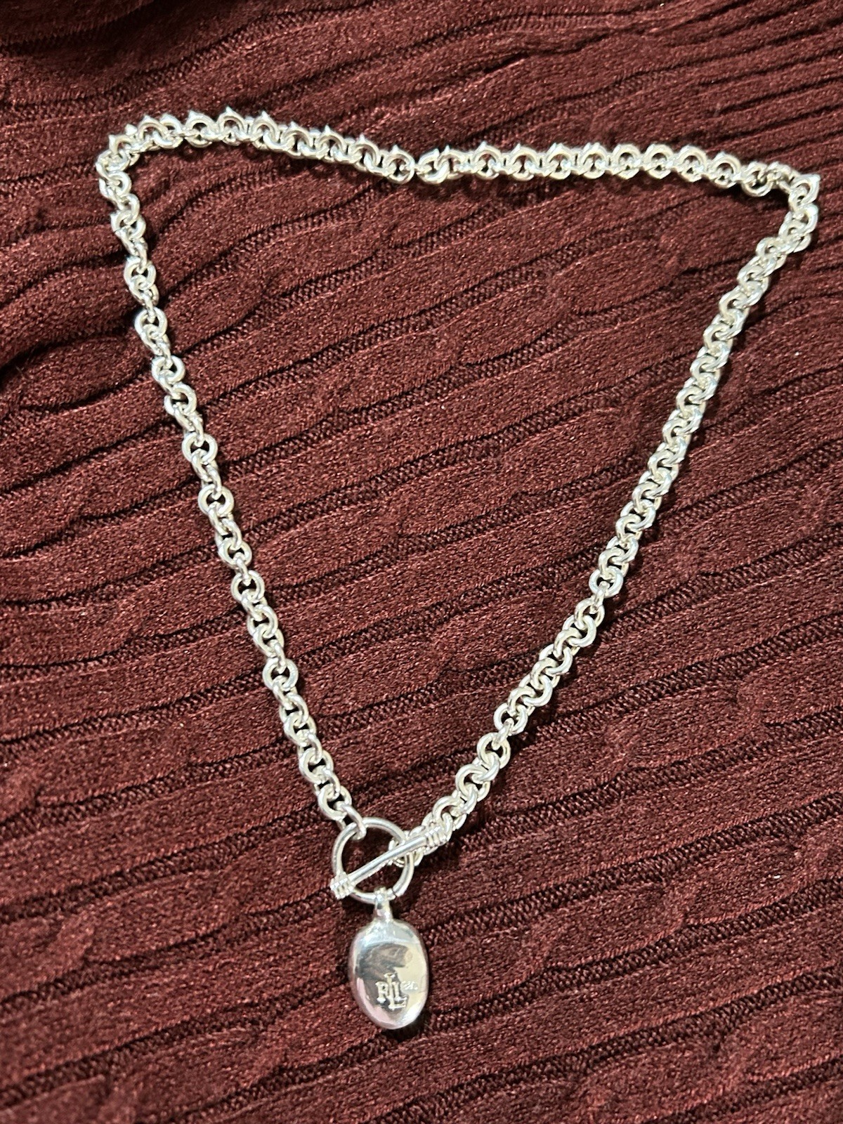 Solid sterling silver Vintage Ralph Lauren Toggle clasp Choker 16”-35.8 gms