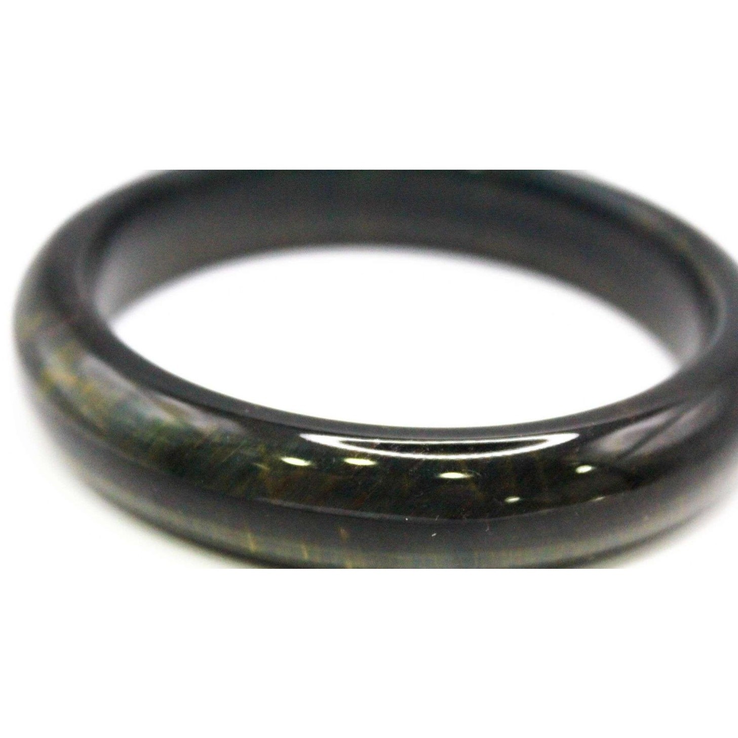 Excellent Burmese Stone Tigers Eye Green and Black Bangle Bracelet