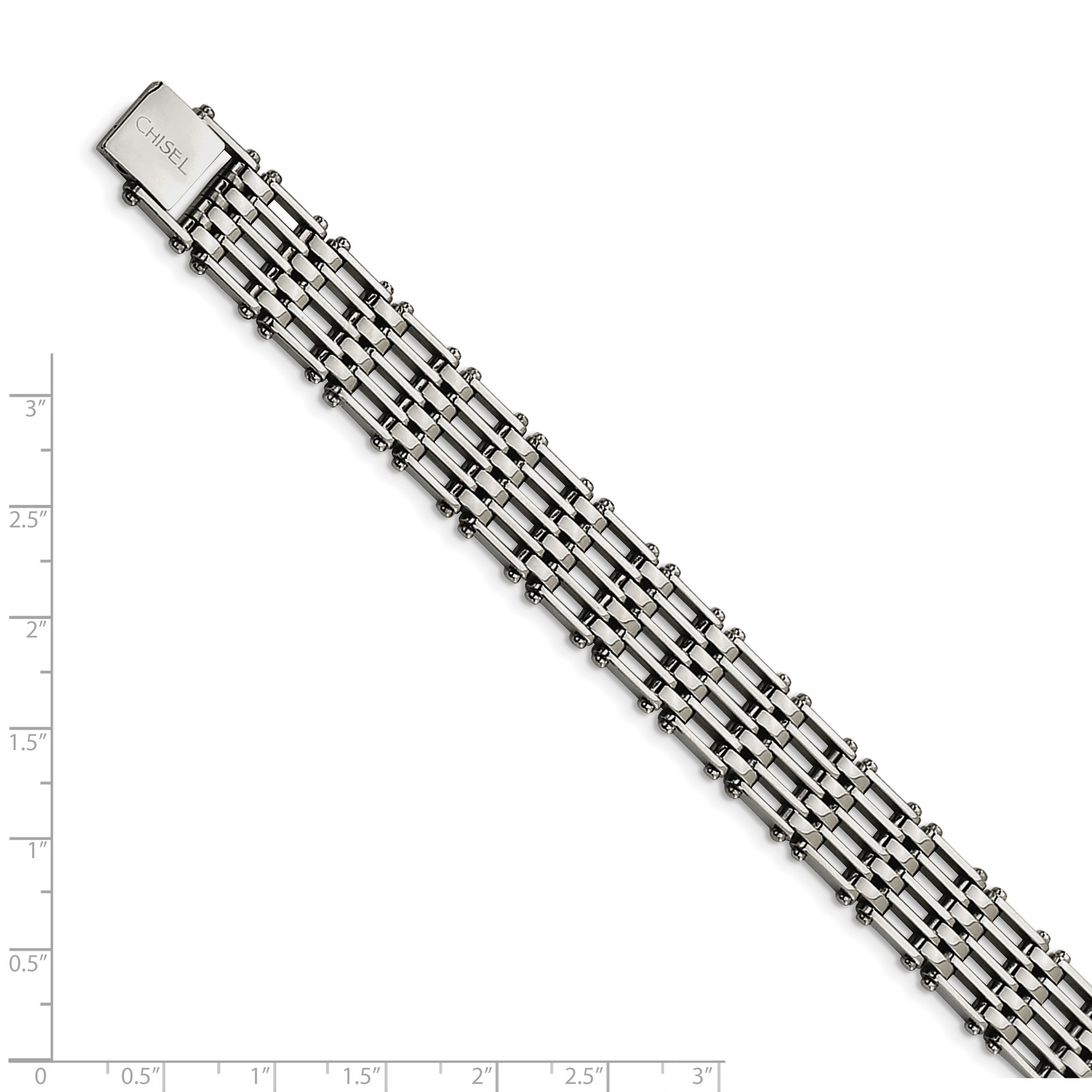 Chisel Stainless Steel Polished 8.5 inch Link Bracelet SRB222