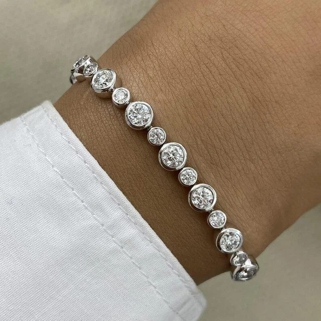 12.00 Ct Round Cut Lab Created Diamond Tennis Bracelet 14K White Gold Plated