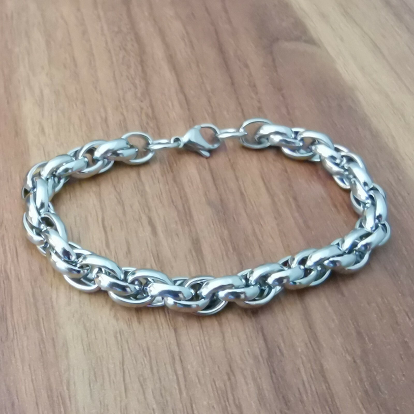 Shining 9mm S.steel Silver rope Link Chain Men’s Bracelet Necklace 7in–40in