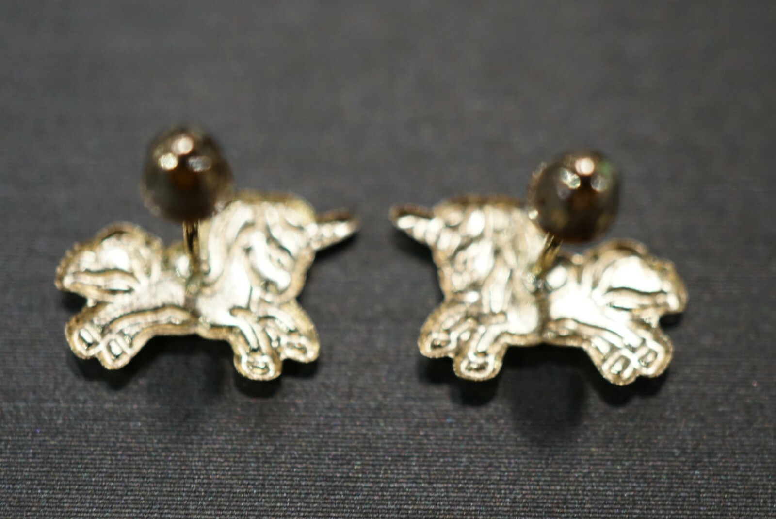 14K Solid Yellow Gold Enamel Unicorn Screw Back Stud Earring.
