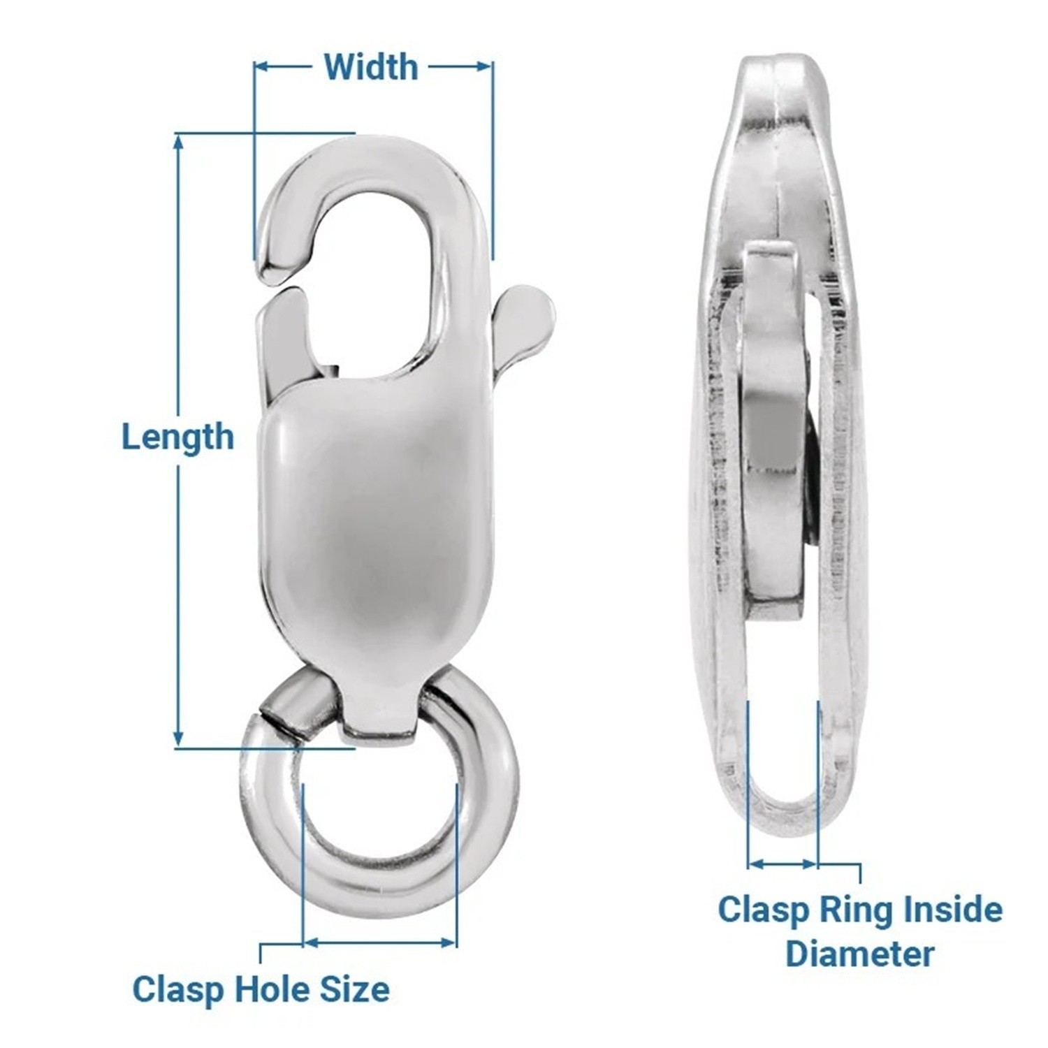 Solid 10K Gold Lobster Clasp with Jump Ring. High Quality in 3 Different Sizes