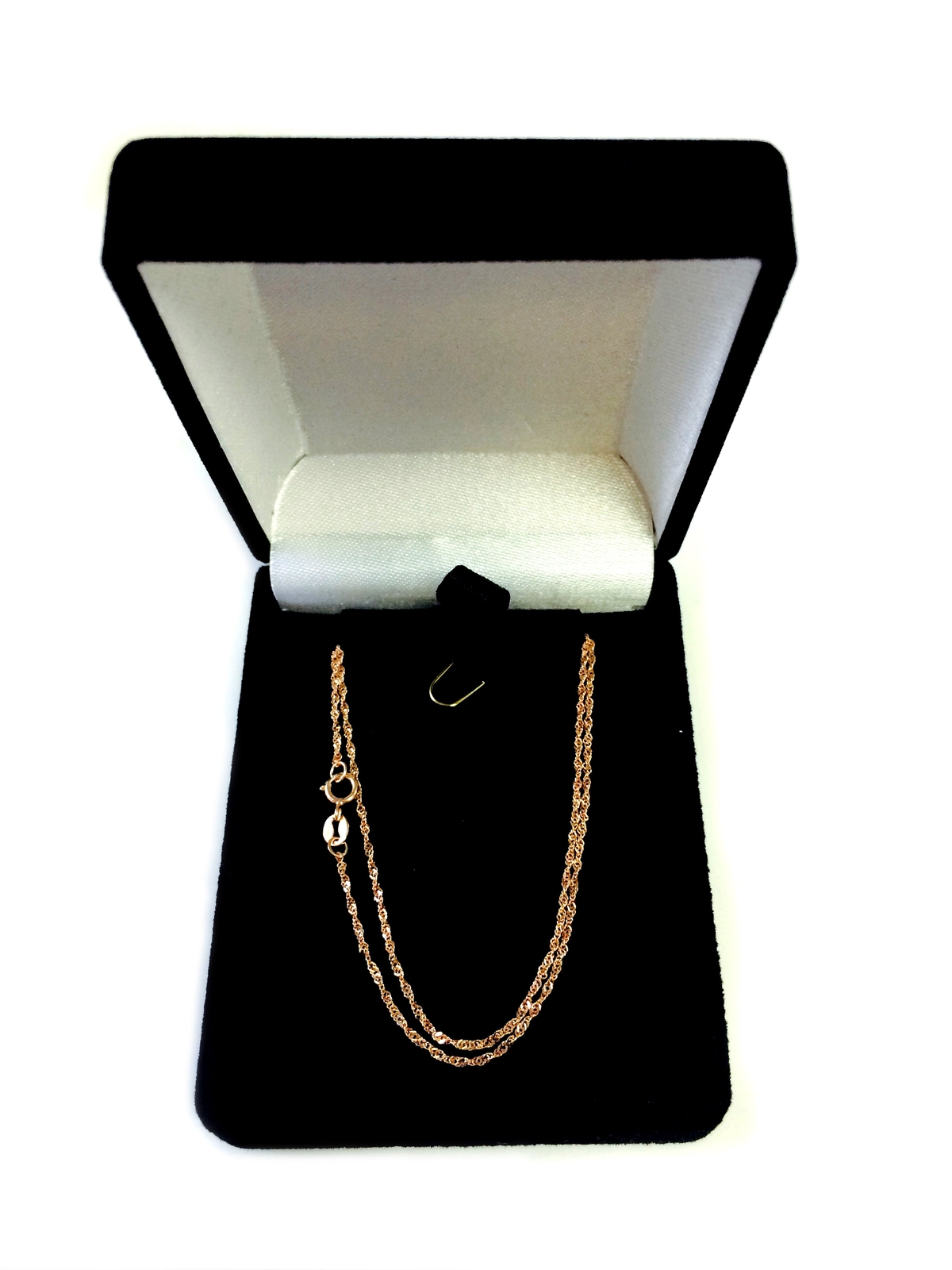 14k Rose Solid Real Gold Singapore Chain Necklace, 1.0mm, 18″