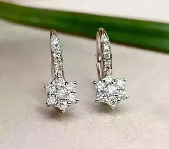 3Ct Round Cut Lab Created Drop/Dangle Women’s Earrings 14K White Gold Plated