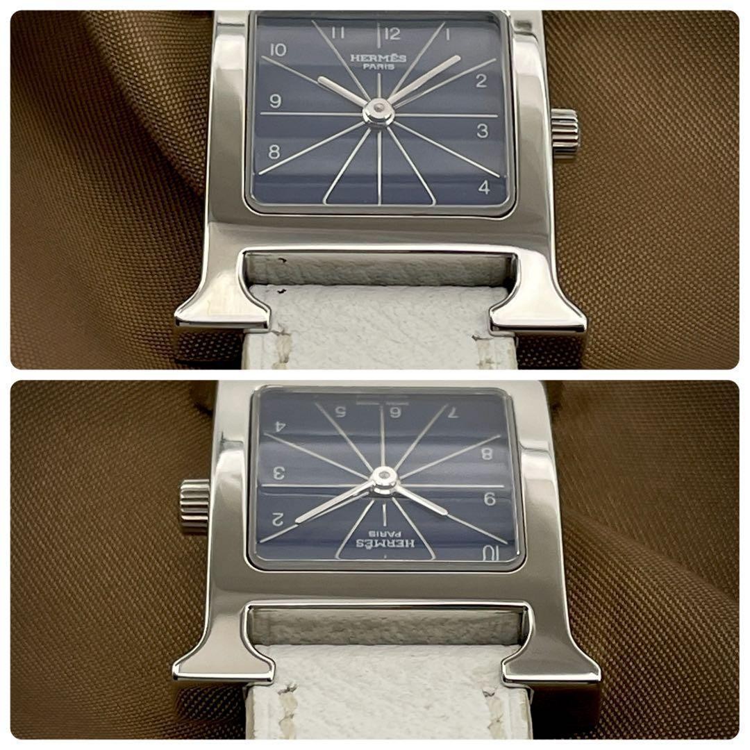 Hermes H Watch HH1.210 Double Tour Quartz White Ladies Japan 075605
