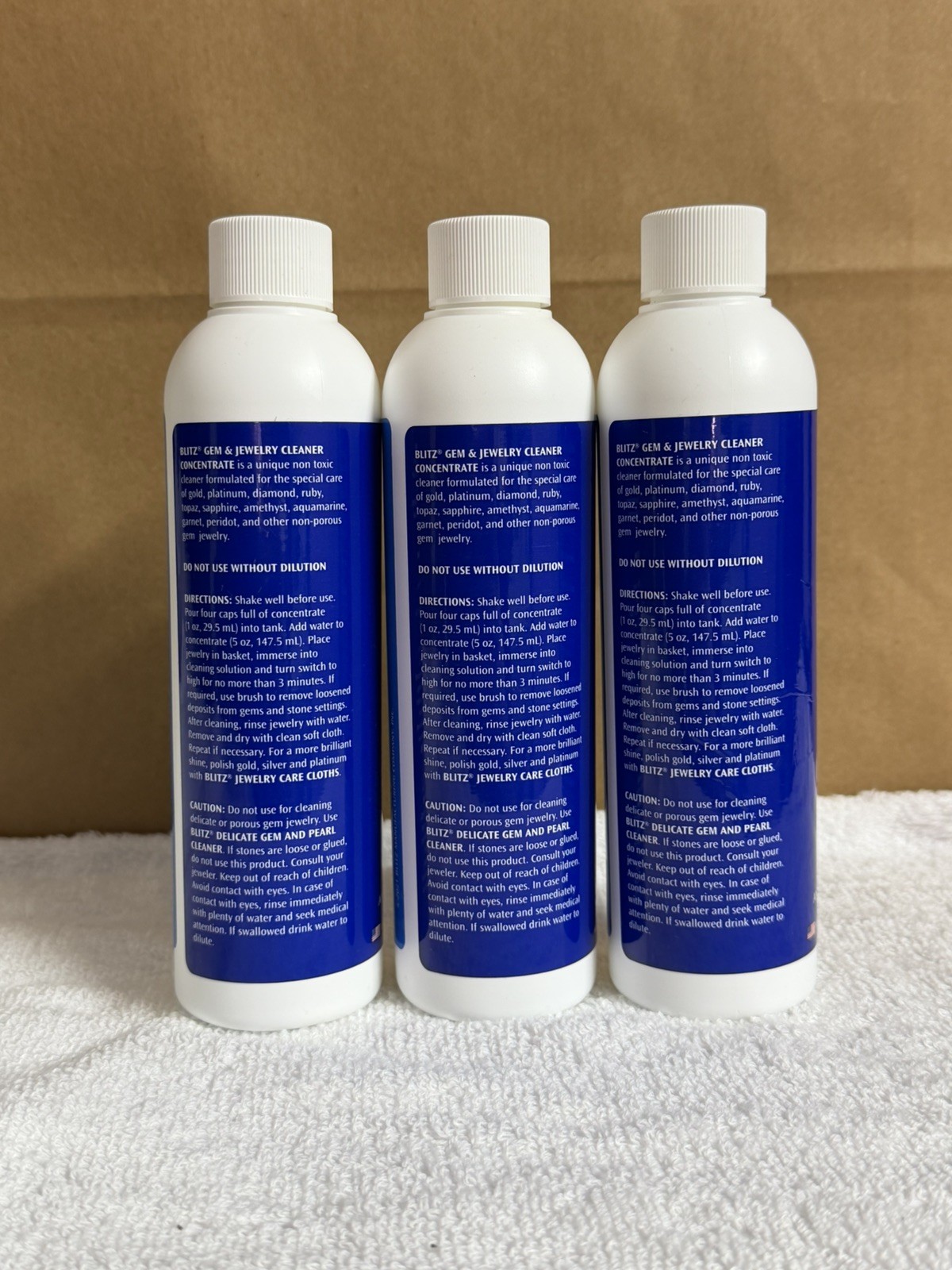 Blitz Gem & Jewelry Cleaner Concentrate 8 fl oz Non-Toxic for Gold & Diamond