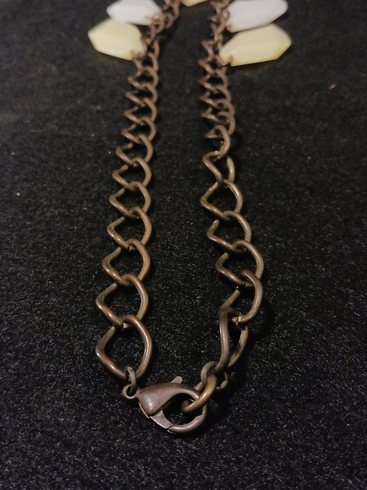 Vintage Chunky Lucite On Solid Copper Necklace Statement Piece 32″ Long 16″ Drop