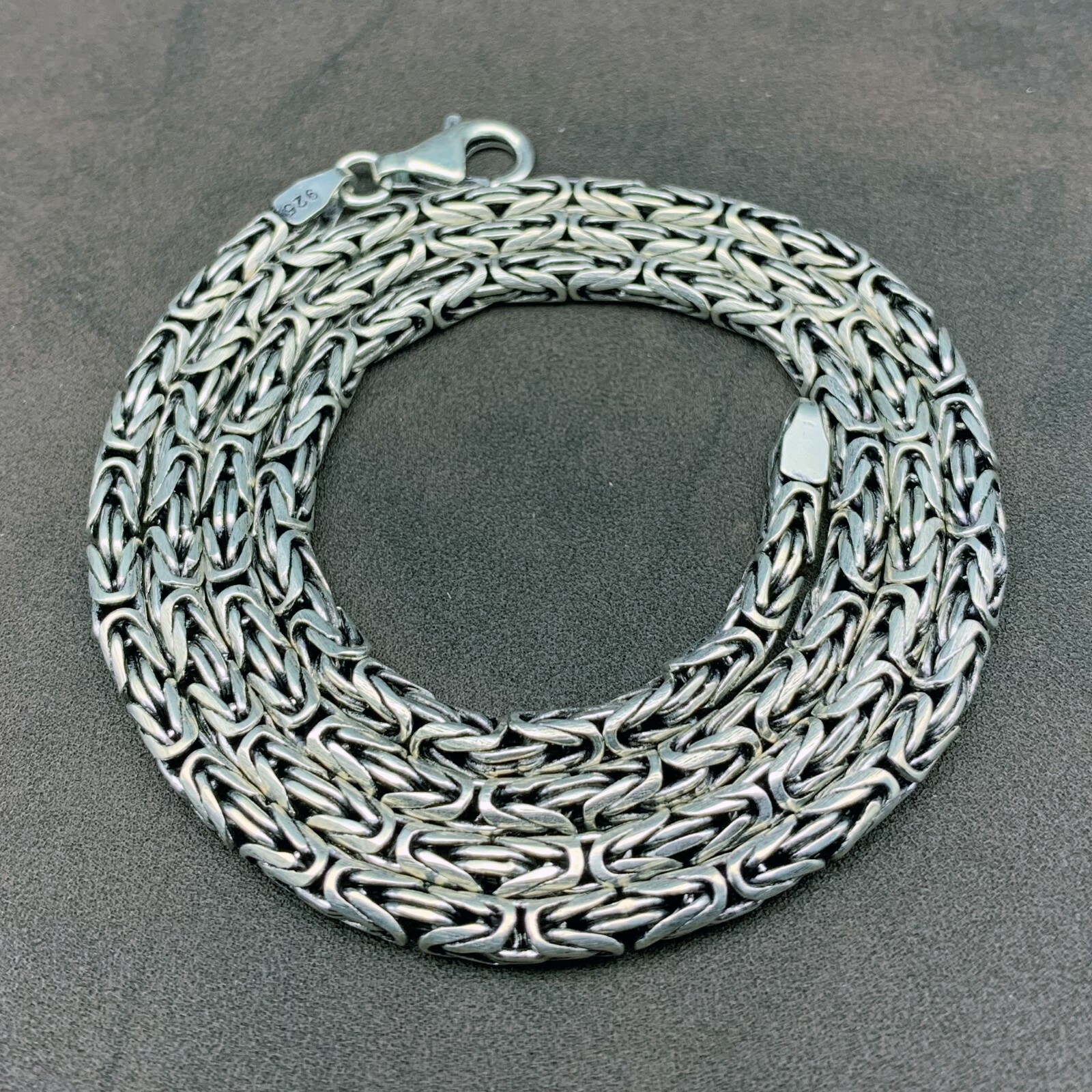 925 Sterling Silver Byzantine Chain 2 mm, 3 mm, 4 mm, 5 mm King Chain Necklace