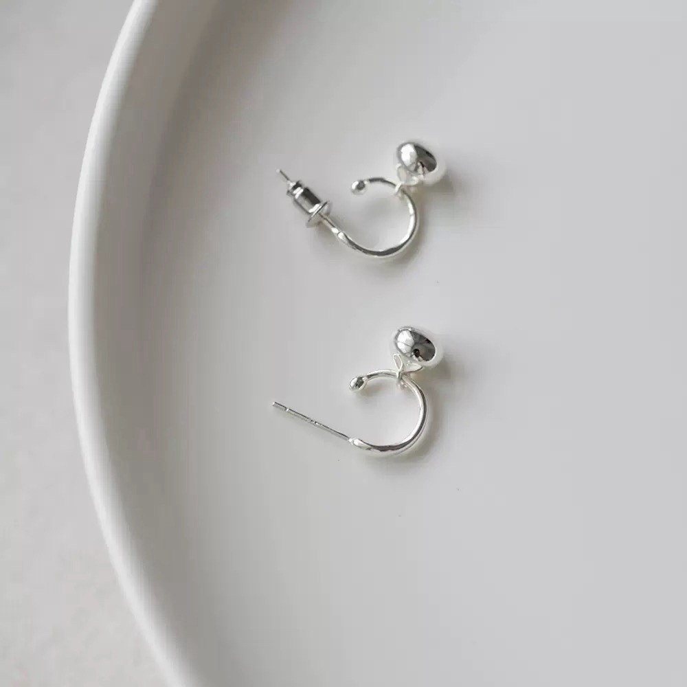 925 Silver Geometric Drop Huggie Hoop Earrings 10mm Small Dangle Earrings A52