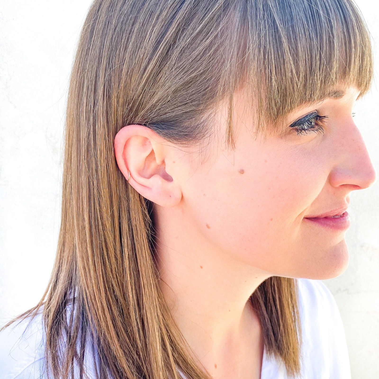 Solid 10K Gold Cartilage Hoop, Tiny Gold Cartilage Earring, Dainty Helix Hoop