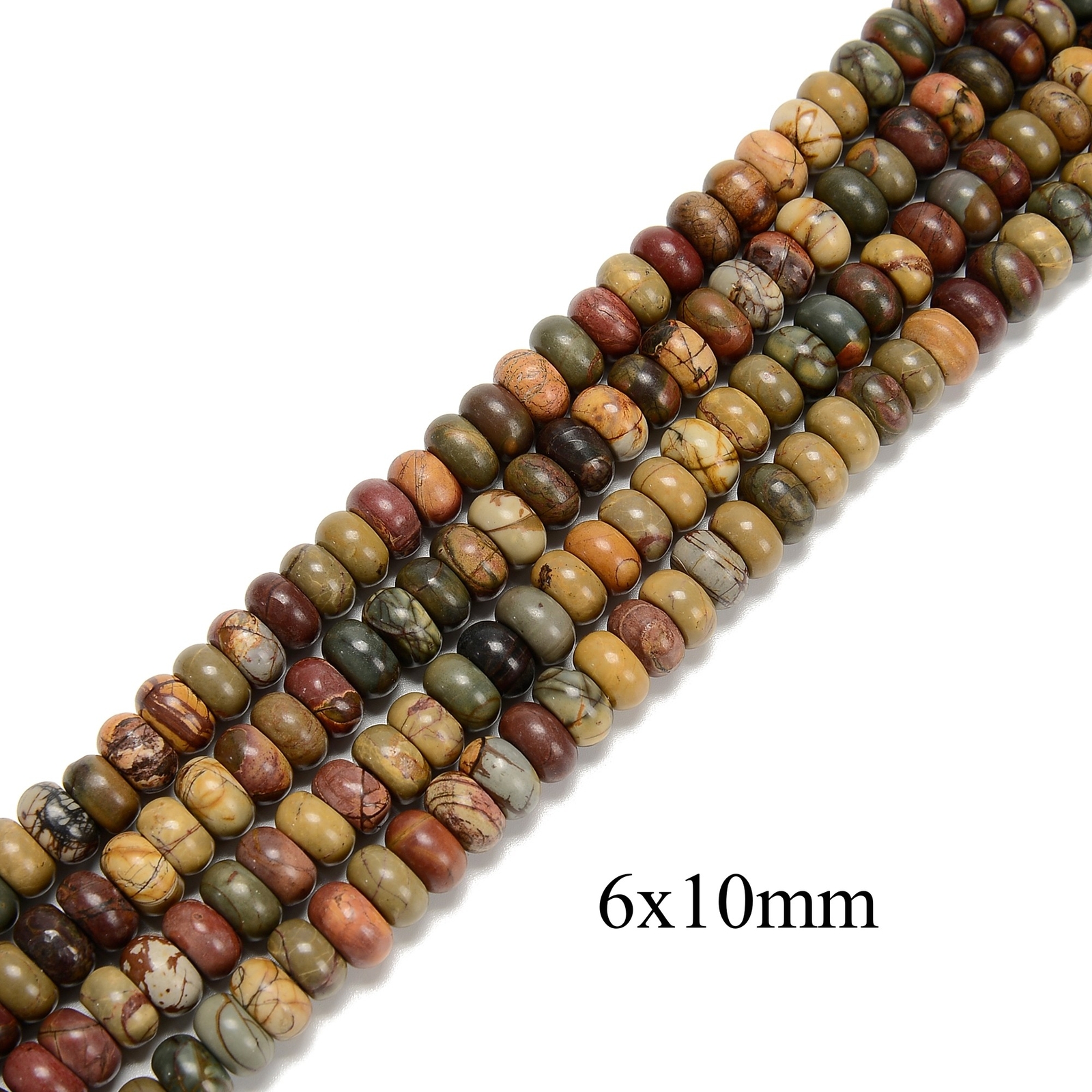 Red Creek Jasper Smooth Rondelle Beads 2x4mm 4x6mm 5x8mm 6x10mm 15.5″ Strand
